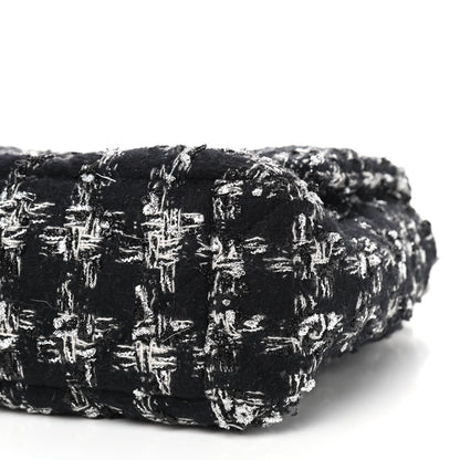 Chanel Tweed Quilted Large Chanel 19 Flap Black Silver Ecru 6 of 8