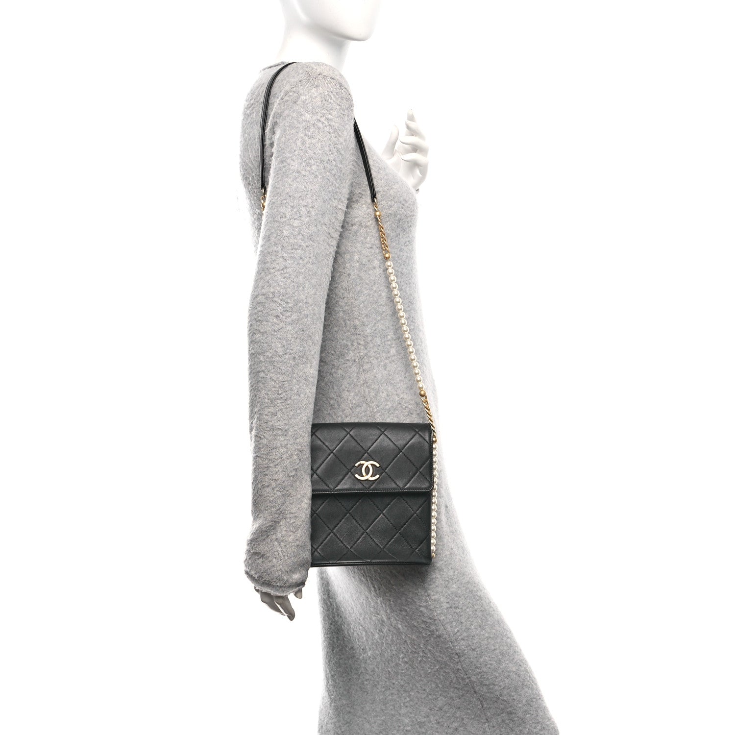 Chanel Calfskin Quilted Pearl Small About Pearls Hobo Bag Black 2 of 10