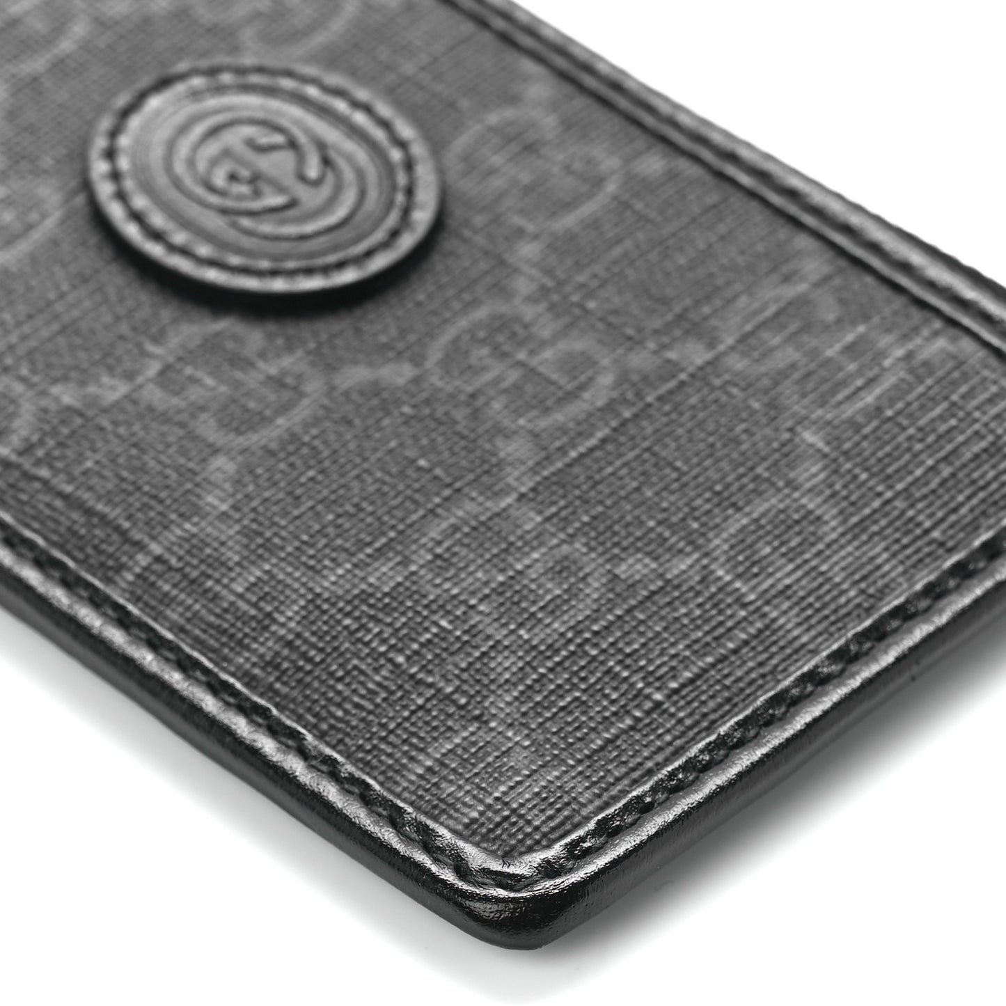 GG Supreme Monogram Azalea Calfskin Retro Interlocking G Coin Case Card Holder Black
