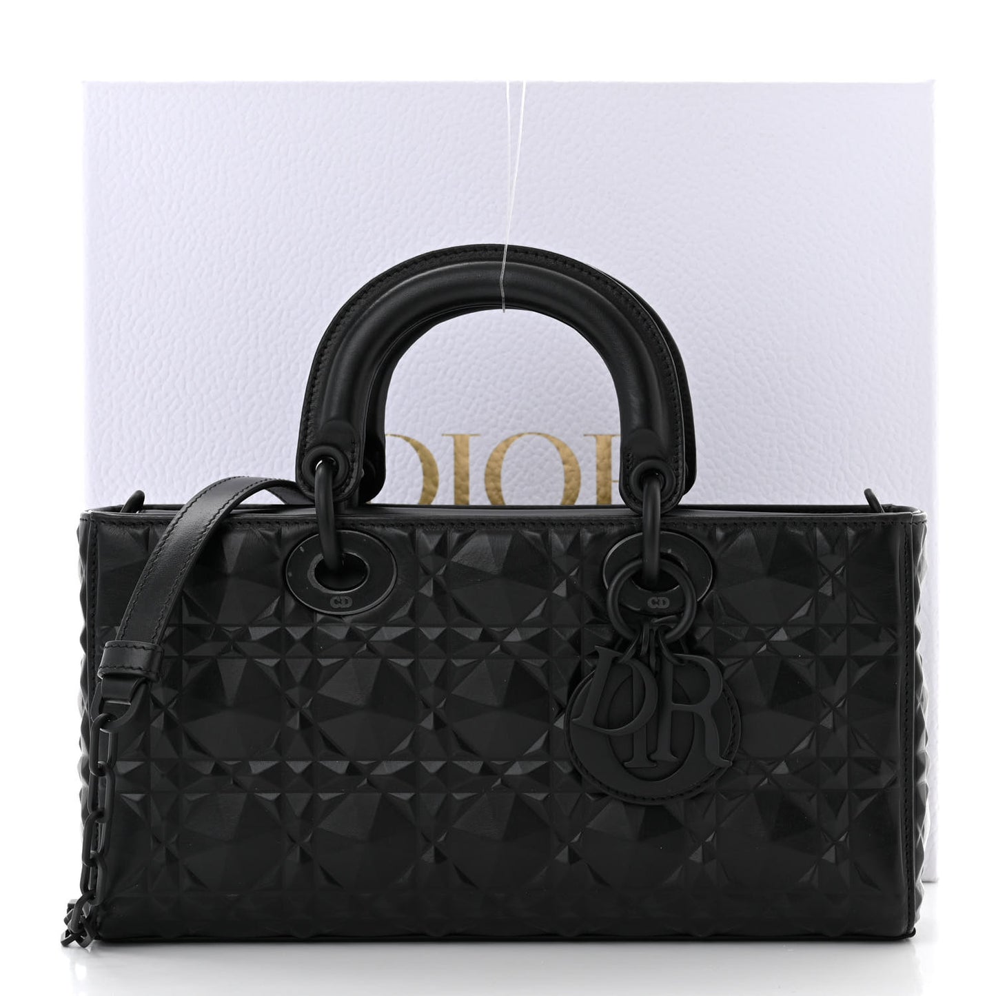 Calfskin Cannage Diamond Medium Lady D-Joy Black