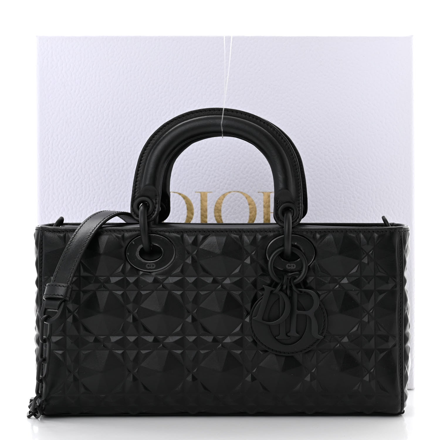 Christian Dior Calfskin Cannage Diamond Medium Lady D-Joy Black 9 of 9