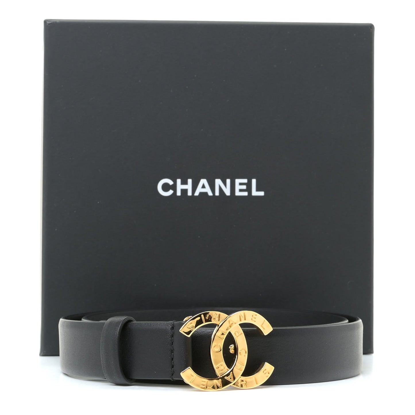 Calfskin Paris Button CC Belt 80 32 Black