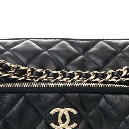 Chanel Shiny Crumpled Lambskin Quilted Medium Preppy Pocket Camera Case Black 8 of 10