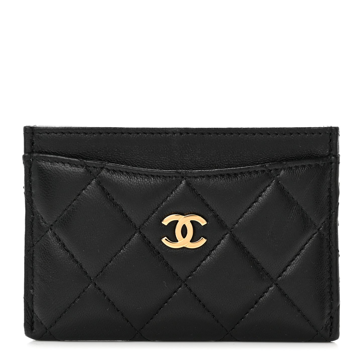 Lambskin Quilted Card Holder Black