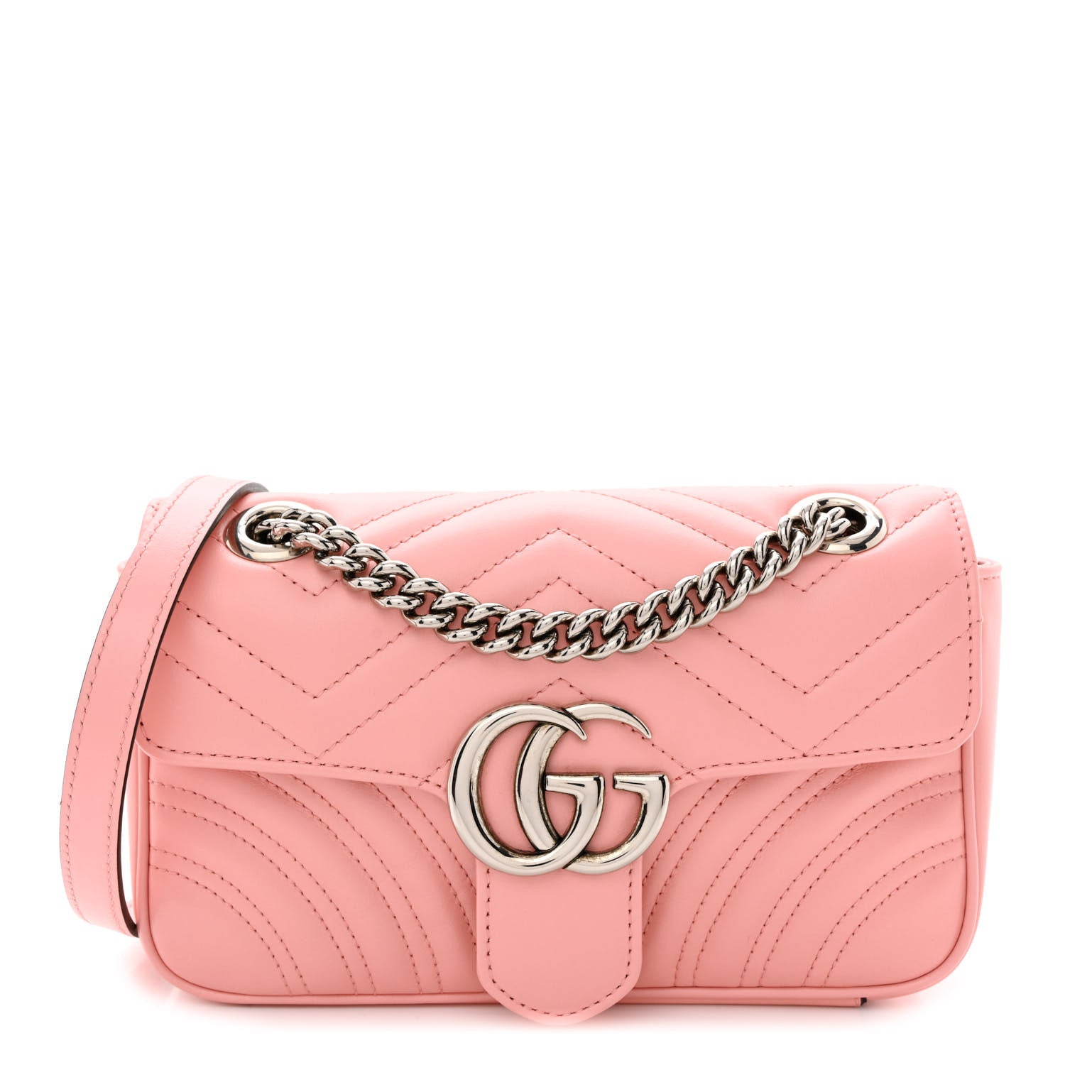 Gucci Calfskin Matelasse Mini GG Marmont Shoulder Bag Wild Rose 1 of 10
