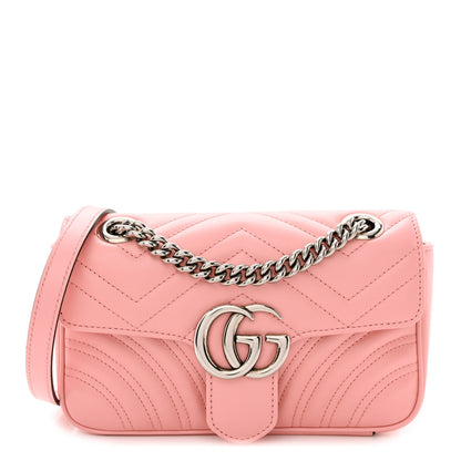 Gucci Calfskin Matelasse Mini GG Marmont Shoulder Bag Wild Rose 1 of 10