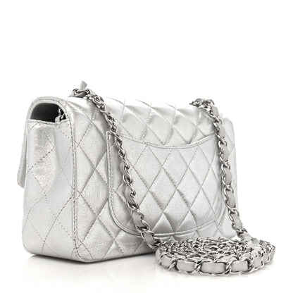 Chanel Metallic Lambskin Quilted Mini Rectangular Flap Silver 3 of 11