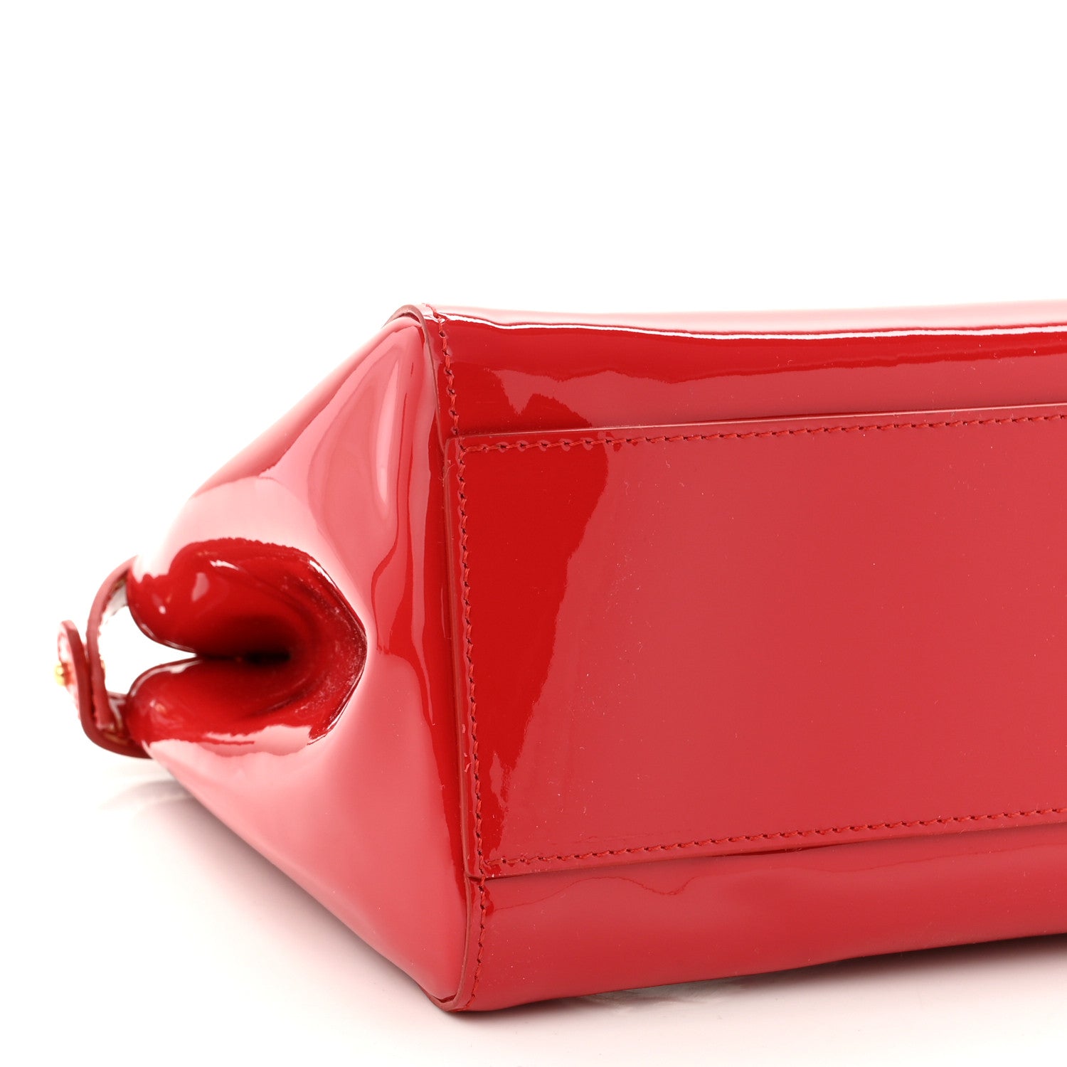 Fendi Vitello Vernice Mou Mini Peekaboo Iconic Satchel Rosso Cardinale 8 of 9
