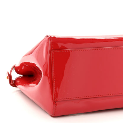 Fendi Vitello Vernice Mou Mini Peekaboo Iconic Satchel Rosso Cardinale 8 of 9