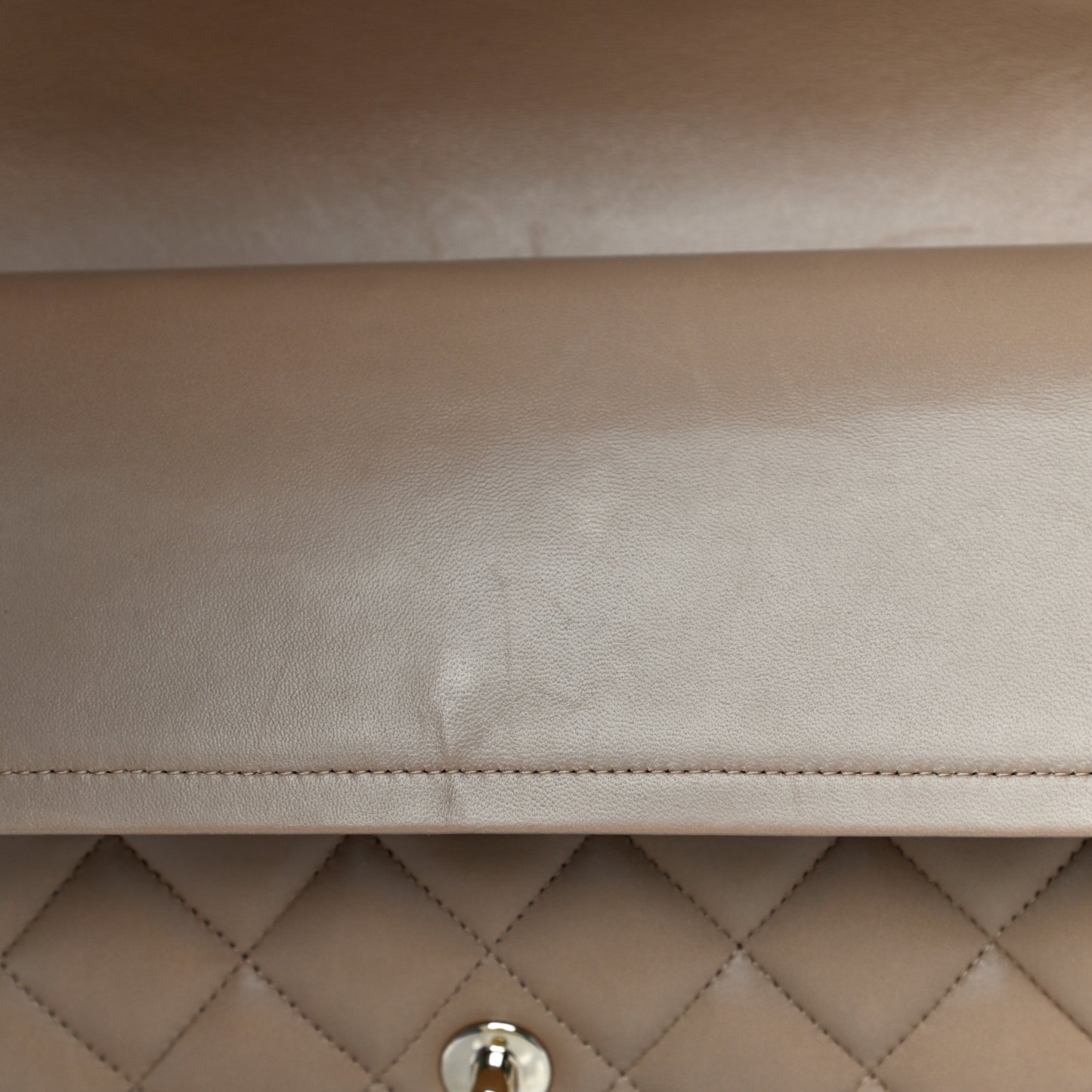 Lambskin Quilted Jumbo Double Flap Dark Beige