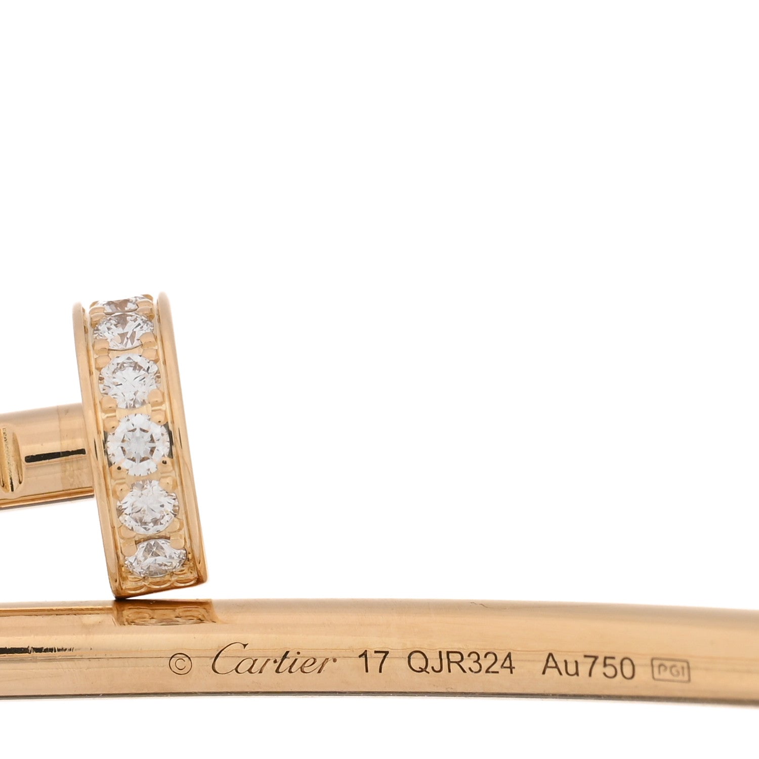 Cartier 18K Yellow Gold Diamond Small Juste Un Clou Bracelet 17 4 of 5