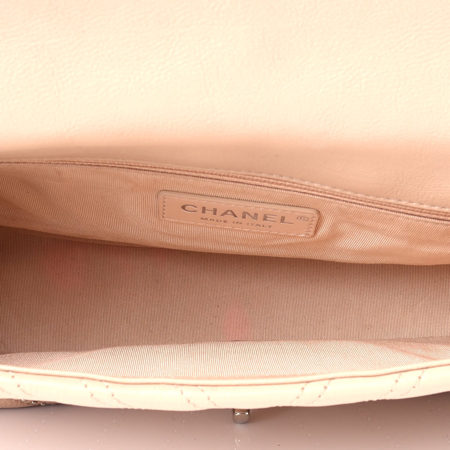 Chanel Calfskin Studded Chevron Quilted Medium Wars Flap Beige 5 of 9