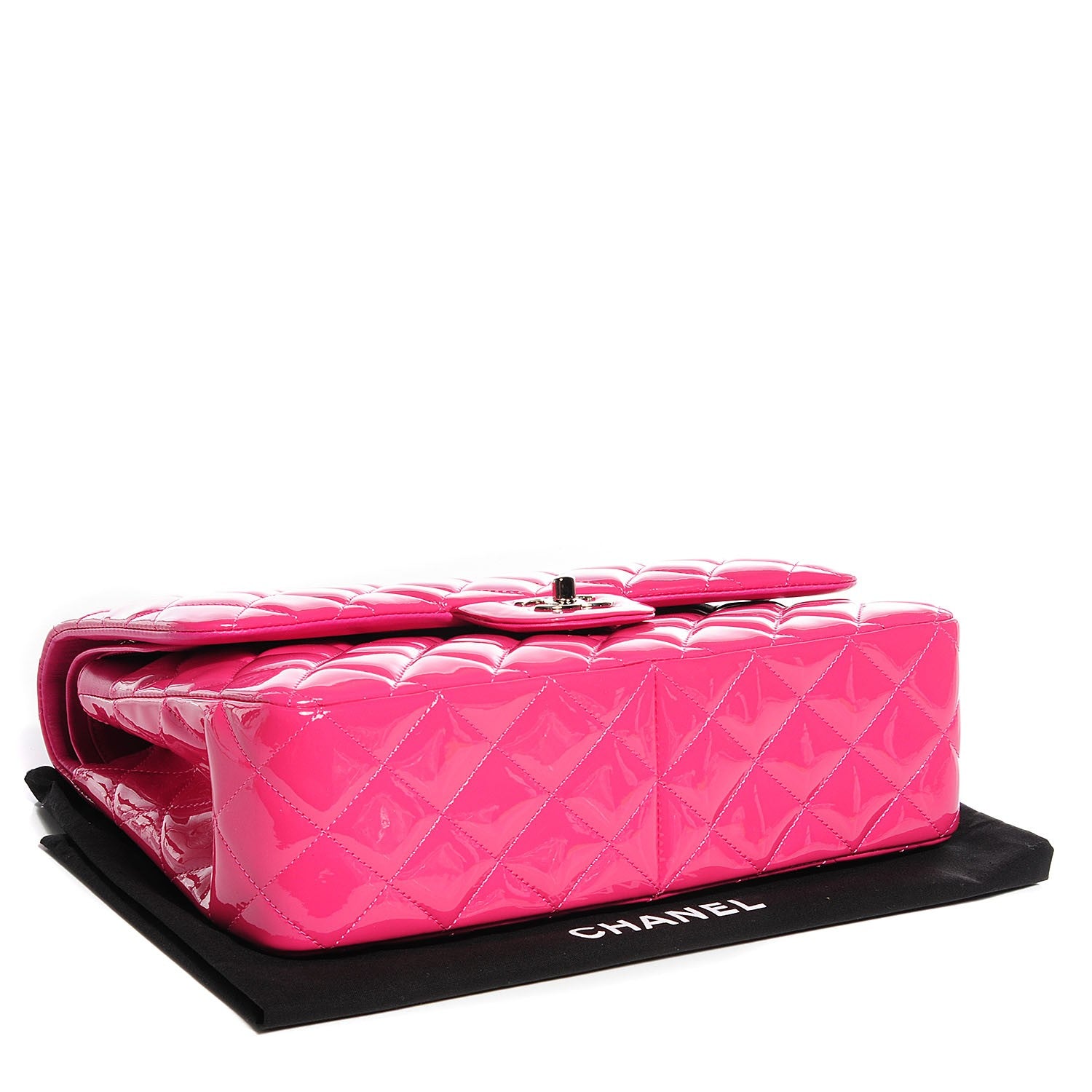 Chanel Patent Quilted Jumbo Double Flap Fuchsia 4 of 9