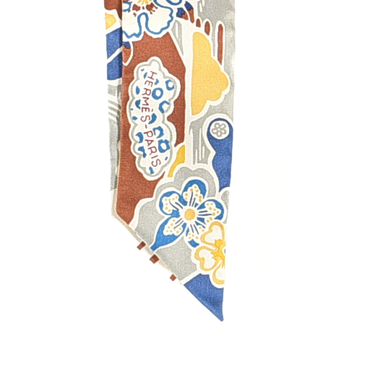 Silk Bingata Twilly Moutarde Bleu Brun