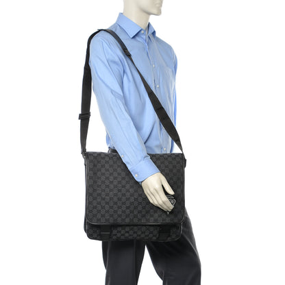 Gucci Denim Monogram Hysteria Double Buckle Flap Messenger Bag 2 of 10