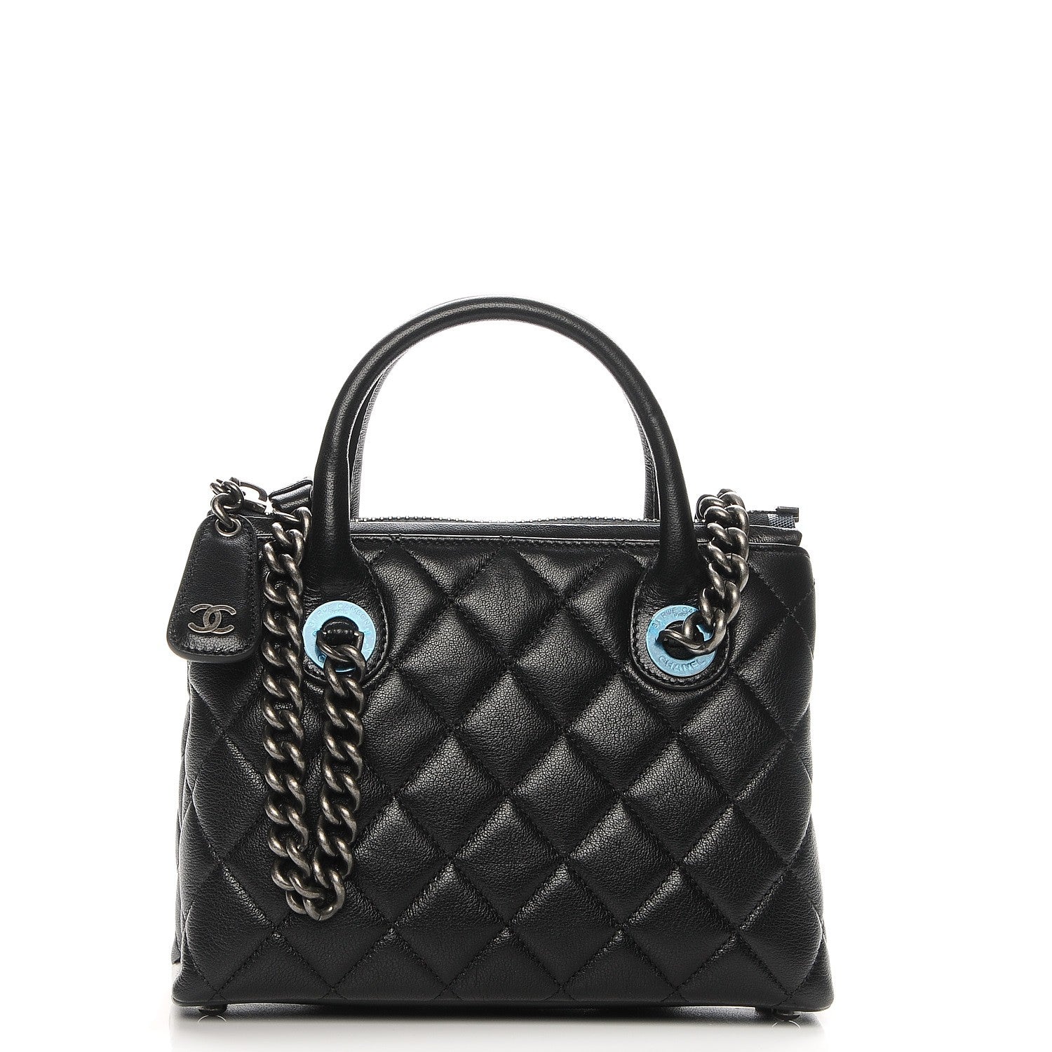 Chanel Shiny Sheepskin Quilted Small Shopping Tote Black 1 of 7