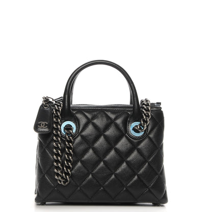 Chanel Shiny Sheepskin Quilted Small Shopping Tote Black 1 of 7