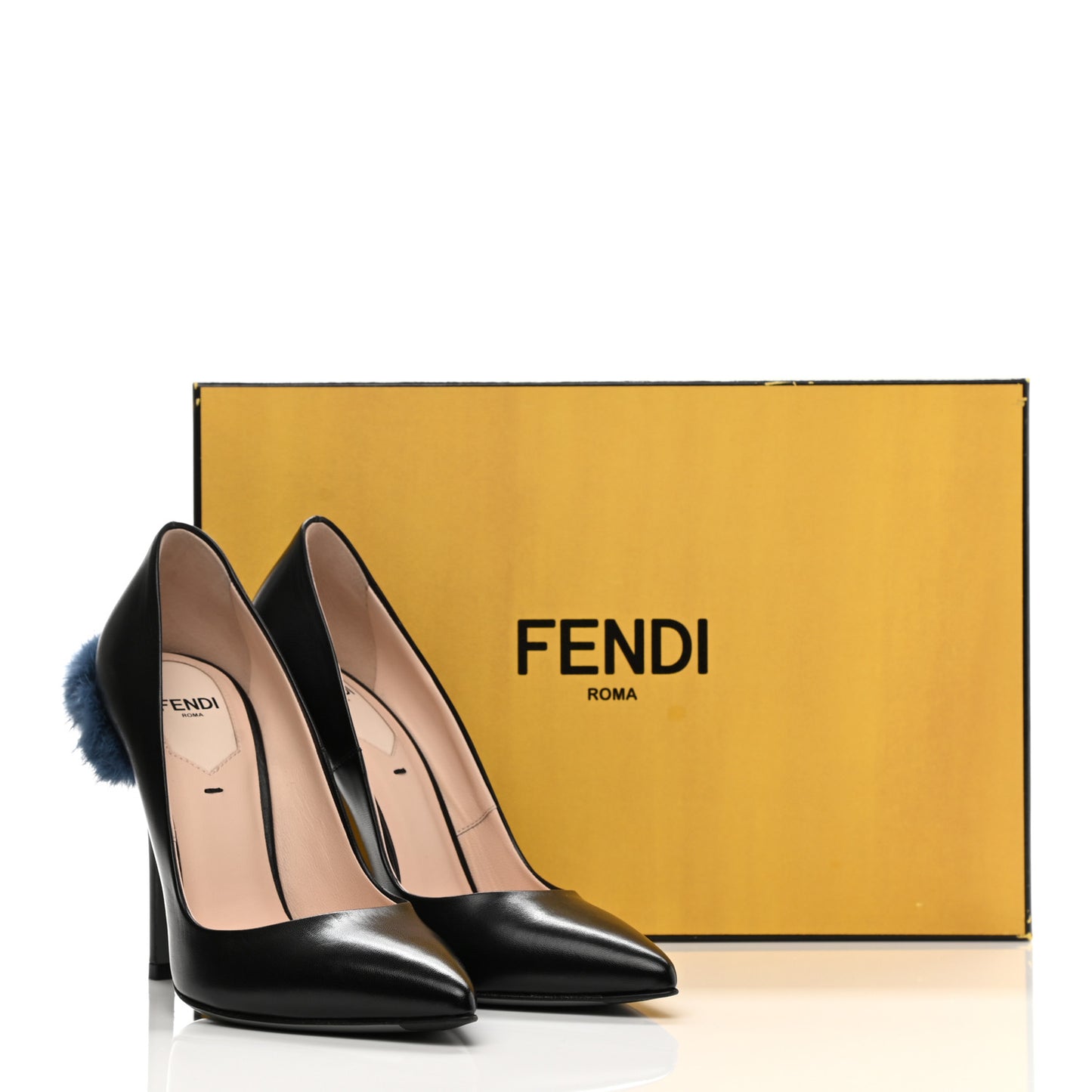 Calfskin Mink Fur Decollete Pumps 35 Black