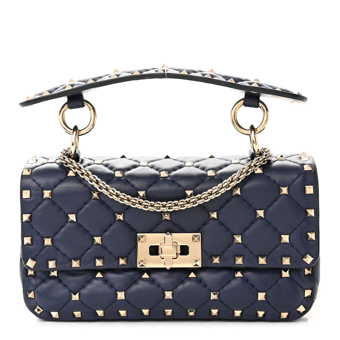 Nappa Small Rockstud Spike Shoulder Bag Pure Blue