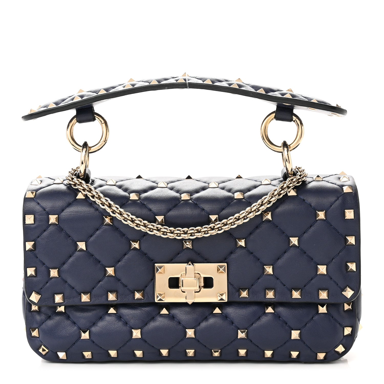 Valentino Garavani Nappa Small Rockstud Spike Shoulder Bag Pure Blue 1 of 11