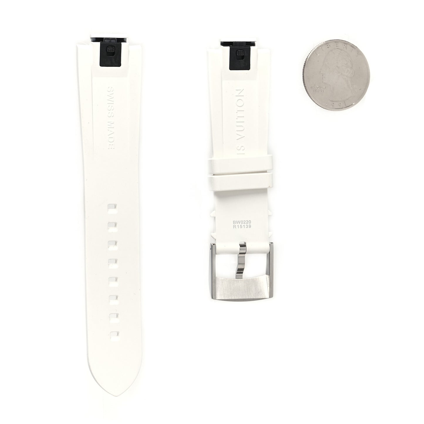 Rubber Monogram Tambour Watch Strap White