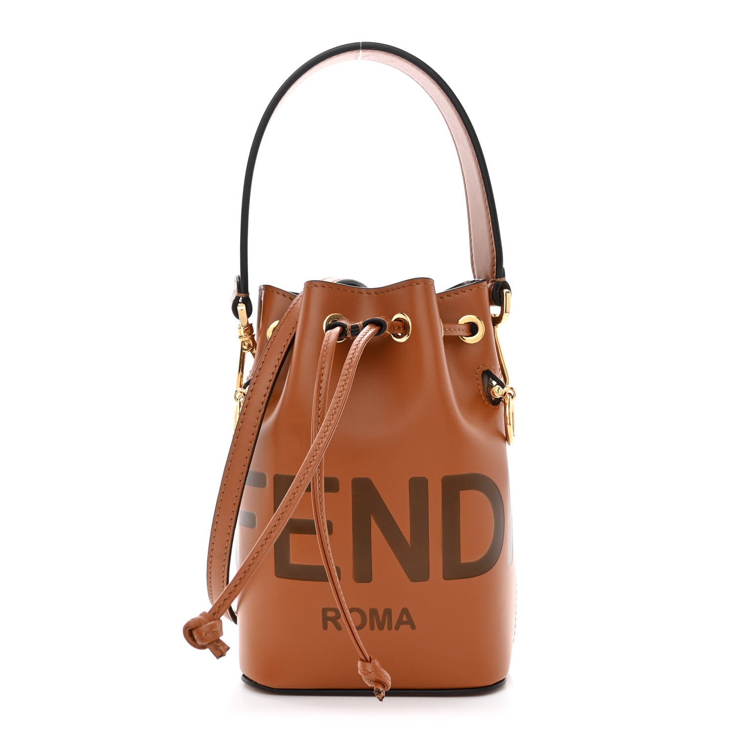 Vitello King F is Fendi Logo Embossed Mini Mon Tresor Bucket Bag Cuoio