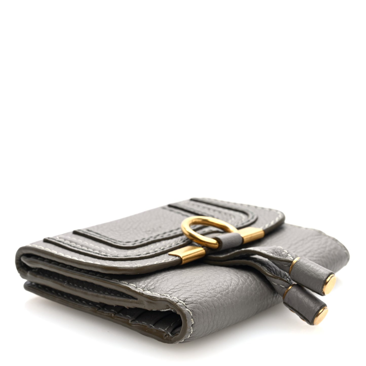 Grained Calfskin Marcie Square Wallet Cashmere Grey