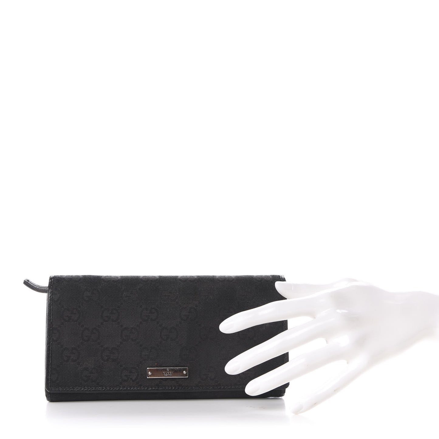 Monogram Metal Bar Chain Wallet Black