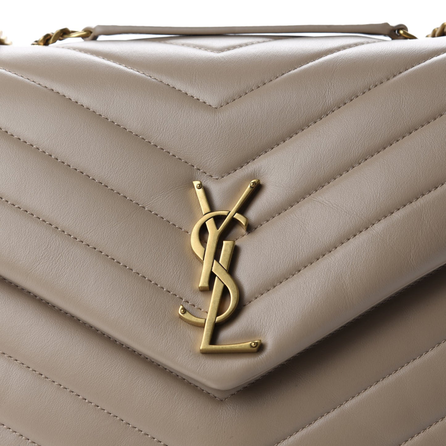 Calfskin Y Quilted Monogram Medium Loulou Chain Satchel Dark Beige