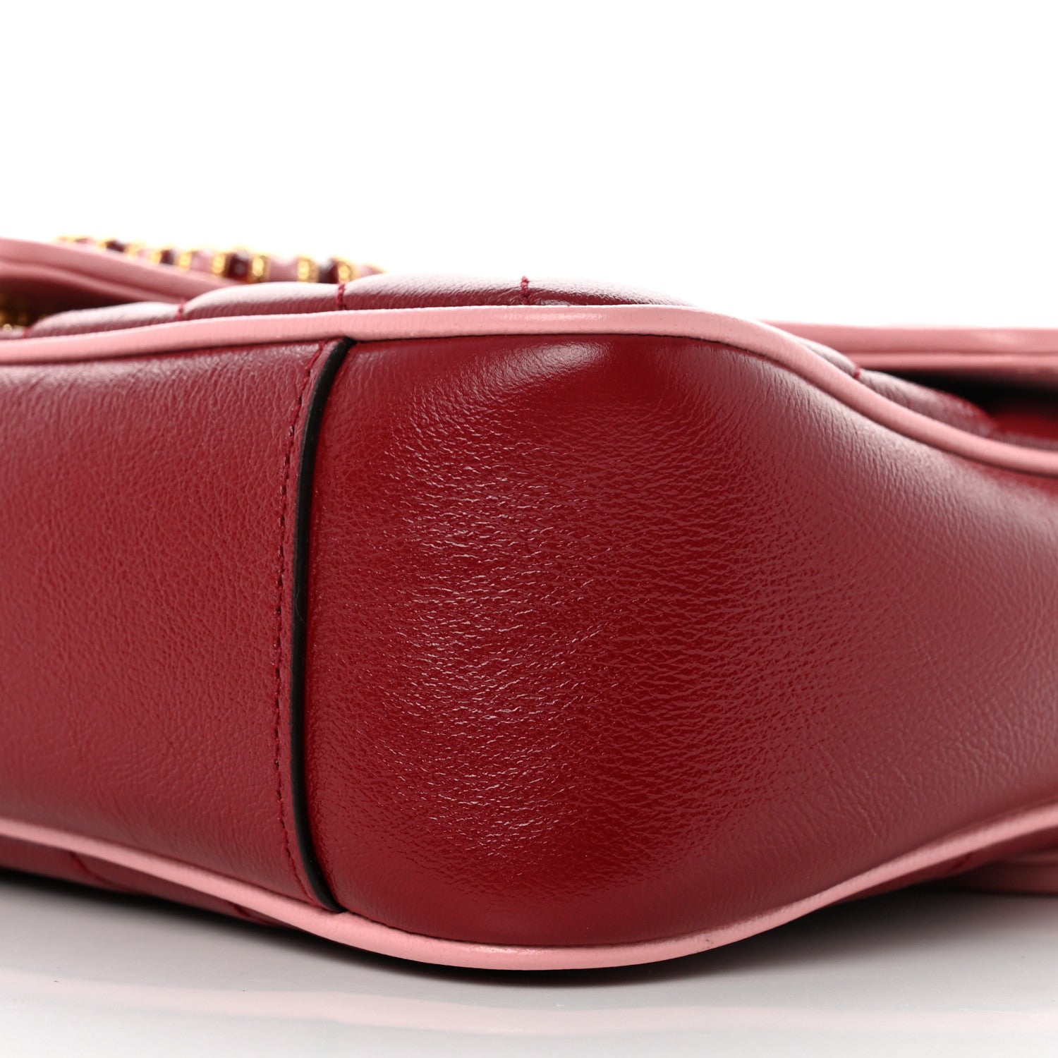 Gucci Azalea Calfskin Enamel Matelasse Diagonal Small Torchon GG Marmont Shoulder Bag New Cherry Red Wild Rose 10 of 10