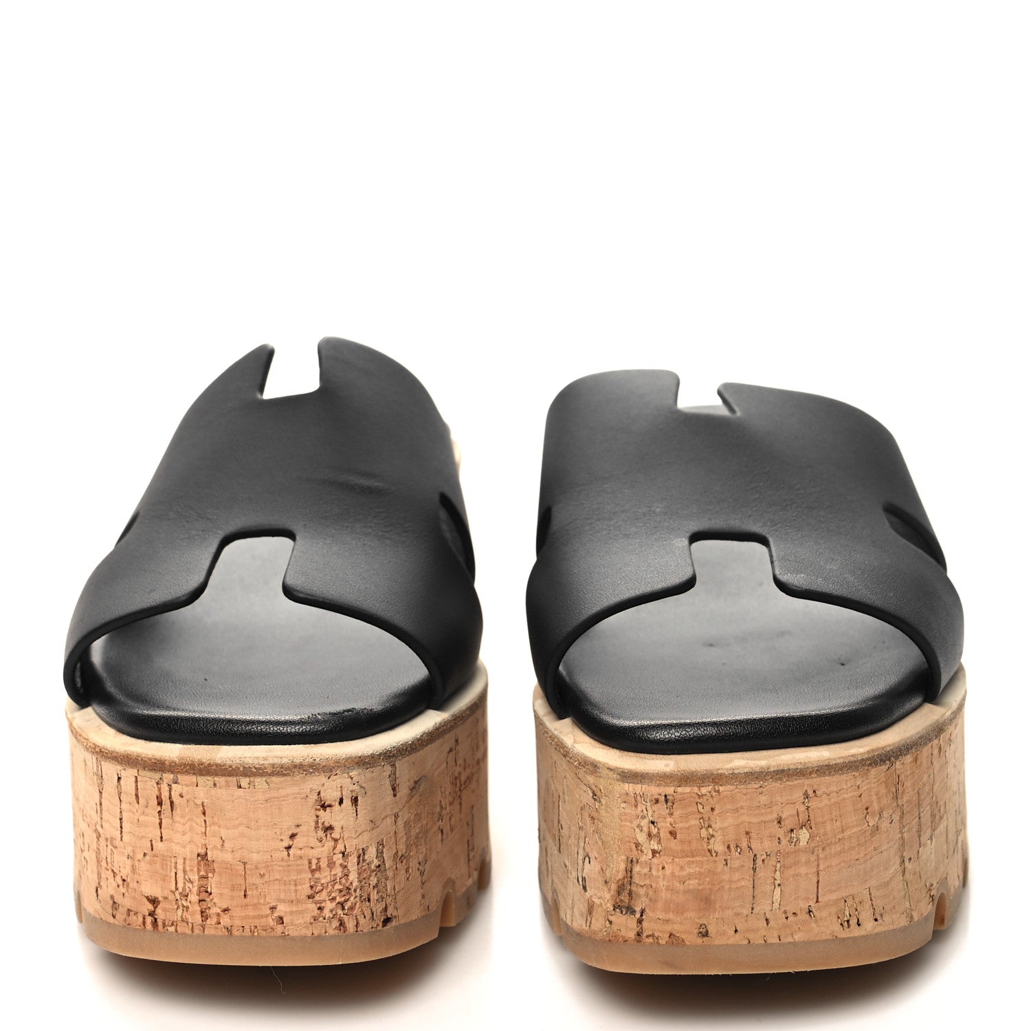 Hermes Calfskin Cork Eze 30 Sandals 38 Black 2 of 9