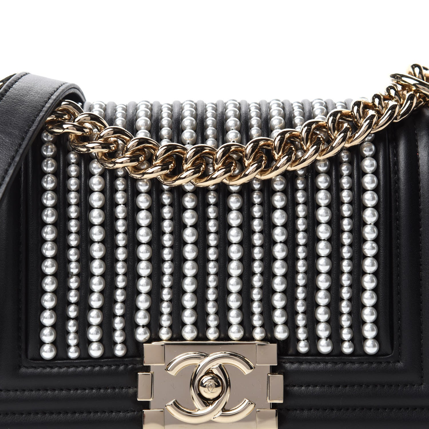Chanel Calfskin Pearl Small Boy Flap Black 10 of 11