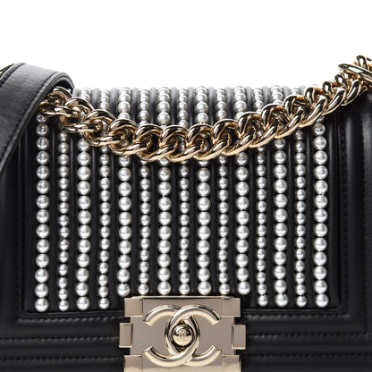 Chanel Calfskin Pearl Small Boy Flap Black 10 of 11