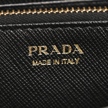 Prada Saffiano Triangle Zip Around Wallet Black 6 of 9