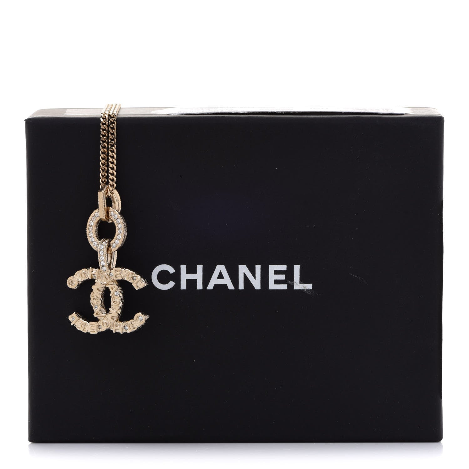 Chanel Crystal CC Logo Pendant Necklace Gold 6 of 6