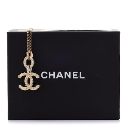 Chanel Crystal CC Logo Pendant Necklace Gold 6 of 6