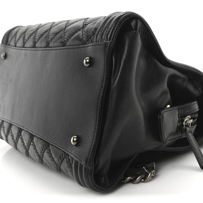 Chanel Calfskin Quilted Double Stitch Large Boy Tote Black 10 of 10