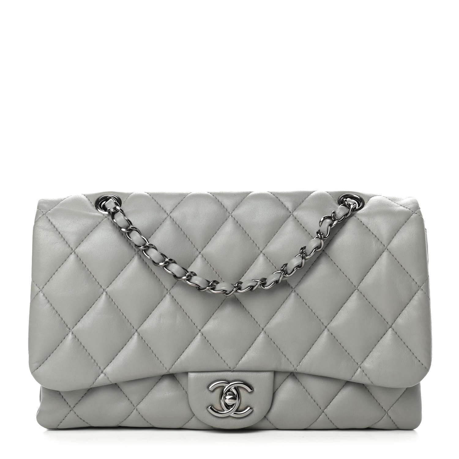 Chanel Lambskin Quilted Large Chanel 3 Flap Bag Grey 1 of 10