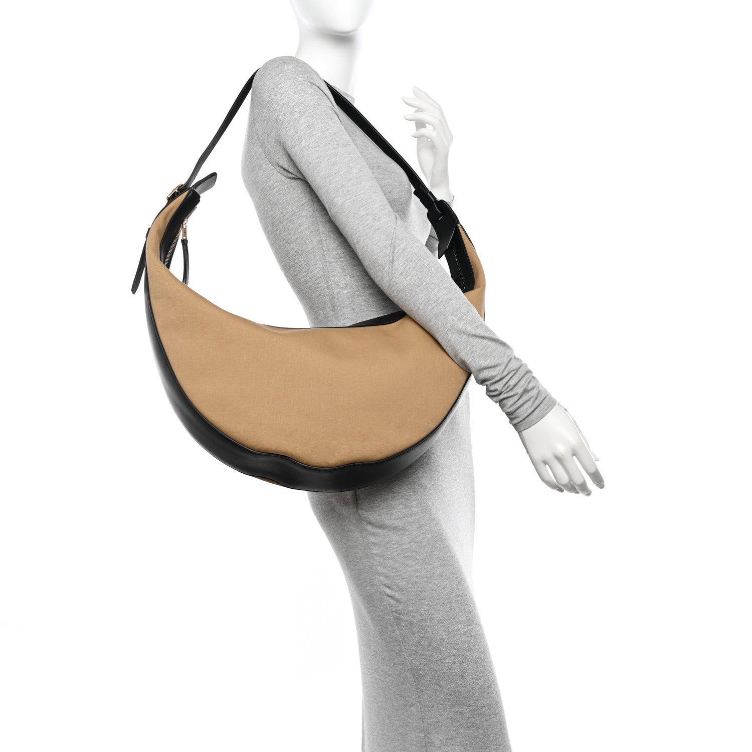Khaite Canvas Calfskin August Hobo Beige 2 of 11