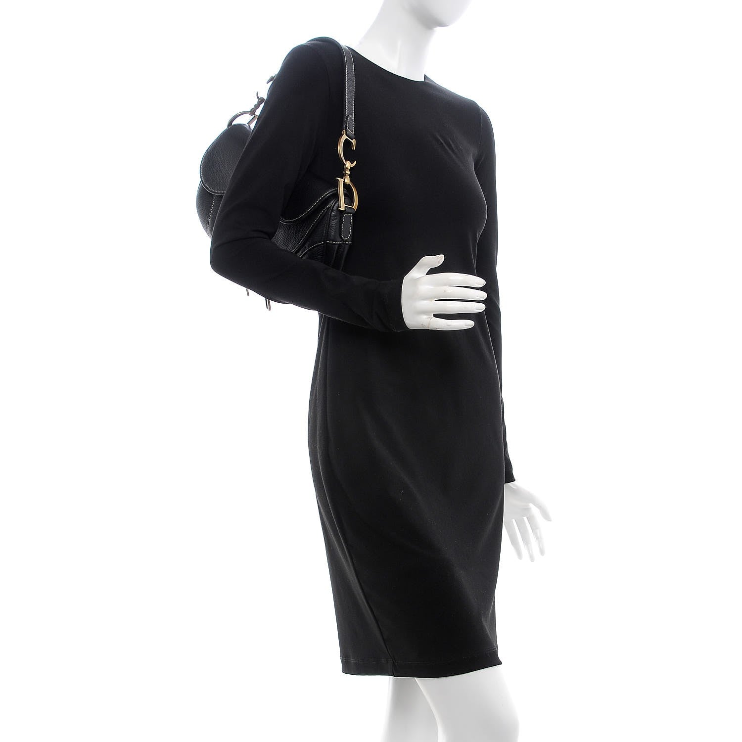 Christian Dior Calfskin Double Saddle Bag Black 2 of 7