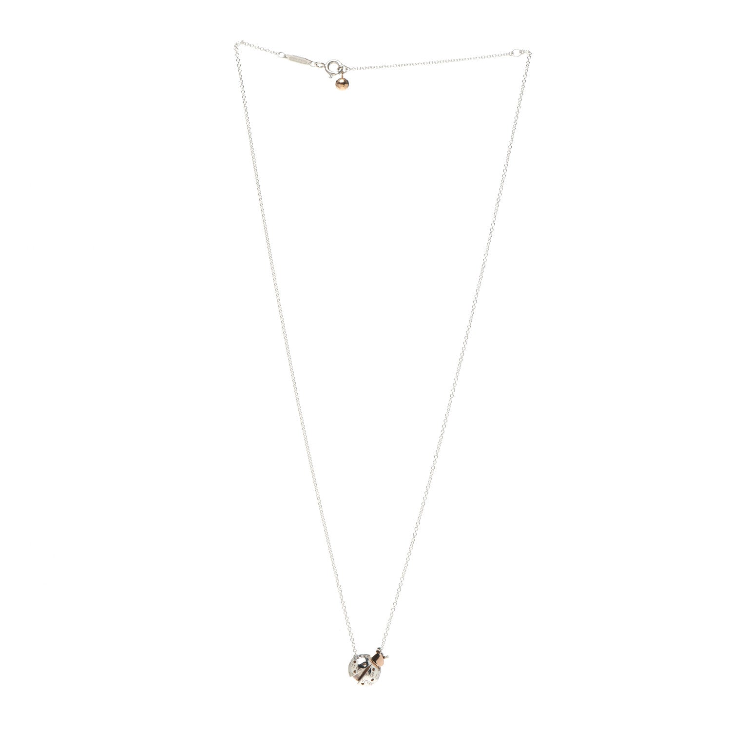 Tiffany Sterling Silver 18K Rose Gold Return to Tiffany Love Bugs Ladybug Pendant Necklace 3 of 5