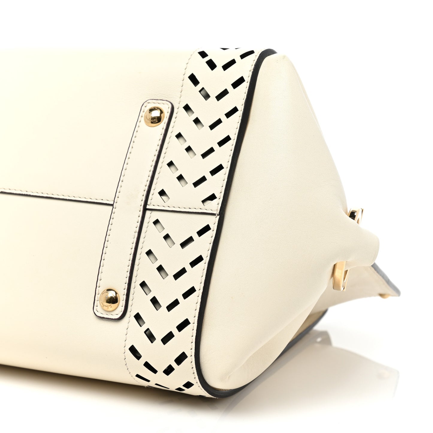 Calfskin Perforated Sofia Satchel White