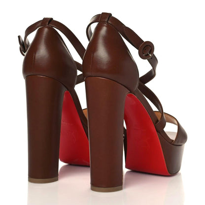 Christian Louboutin Nappa Loubi Bee Alta 130 Sandals 39 Cuoio 4 of 7