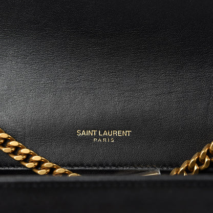 Saint Laurent Suede Small Classic Monogram Palm Tree Kate Satchel Black 9 of 10