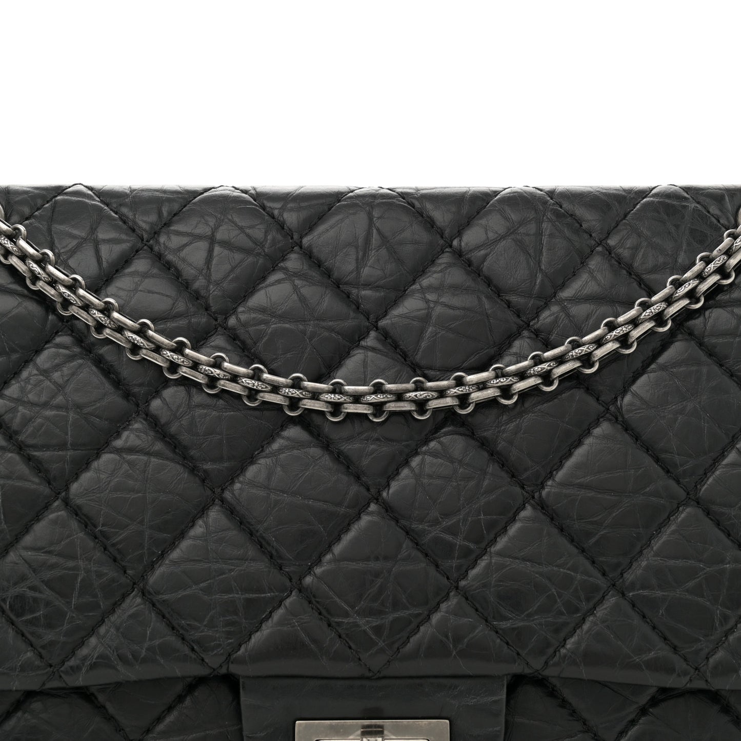 Aged Calfskin Quilted 2.55 Reissue 227 Flap Black