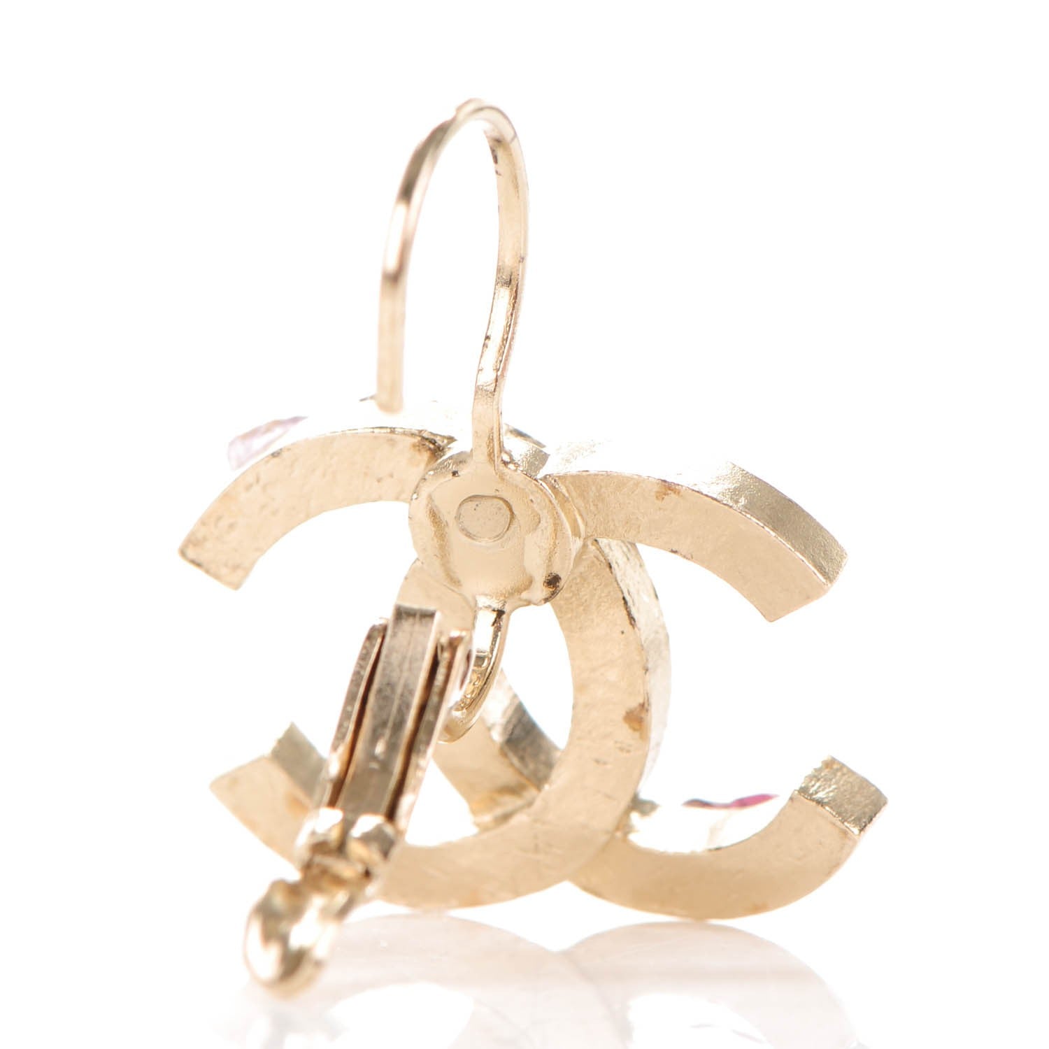 Chanel Stone CC Dangle Earrings Light Gold 4 of 5