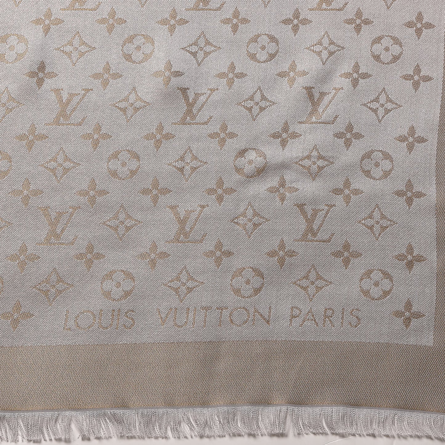Silk Lurex Wool Monogram Shine Shawl Charcoal Greige
