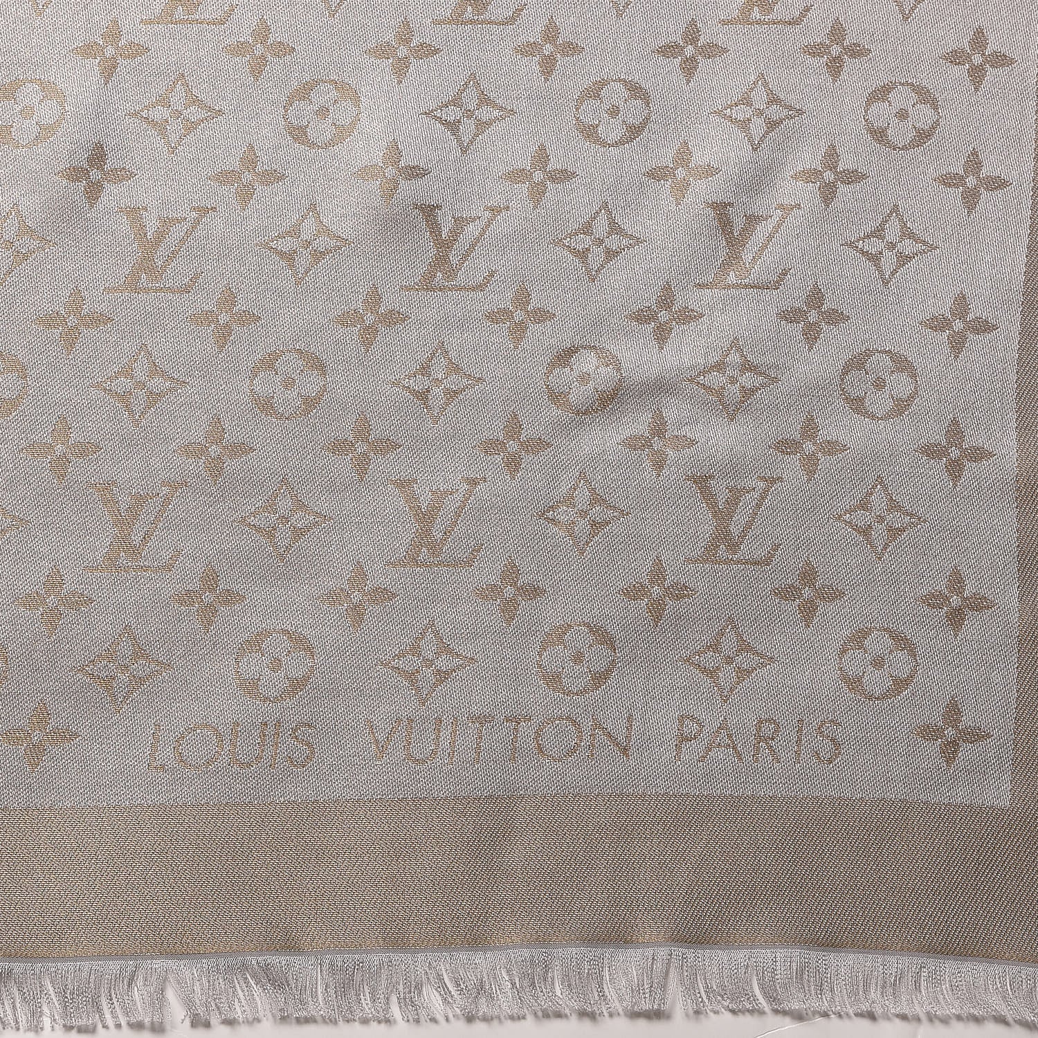 Louis Vuitton Silk Lurex Wool Monogram Shine Shawl Charcoal Greige 3 of 3
