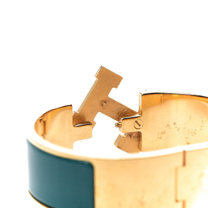 Hermes Enamel Wide Clic Clac H Bracelet PM Malachite 4 of 7