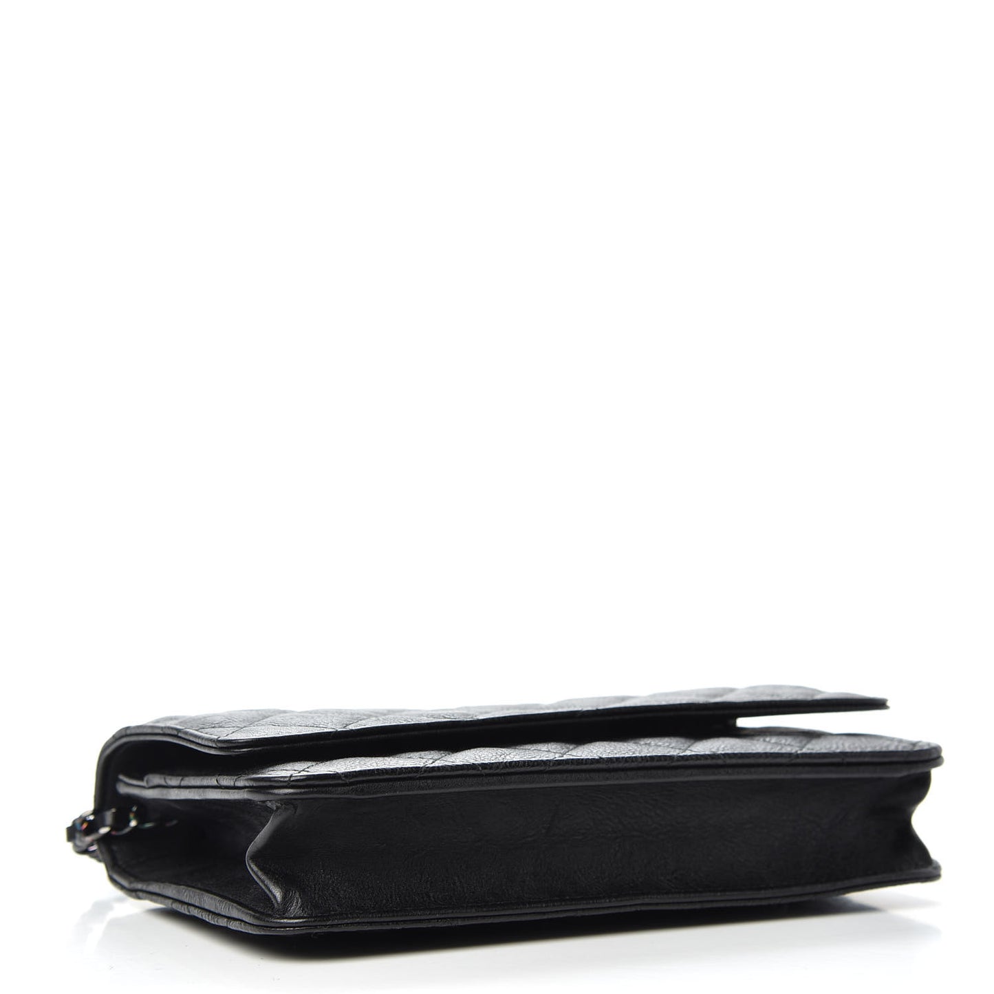 Crumpled Calfskin Quilted Wallet On Chain WOC So Black